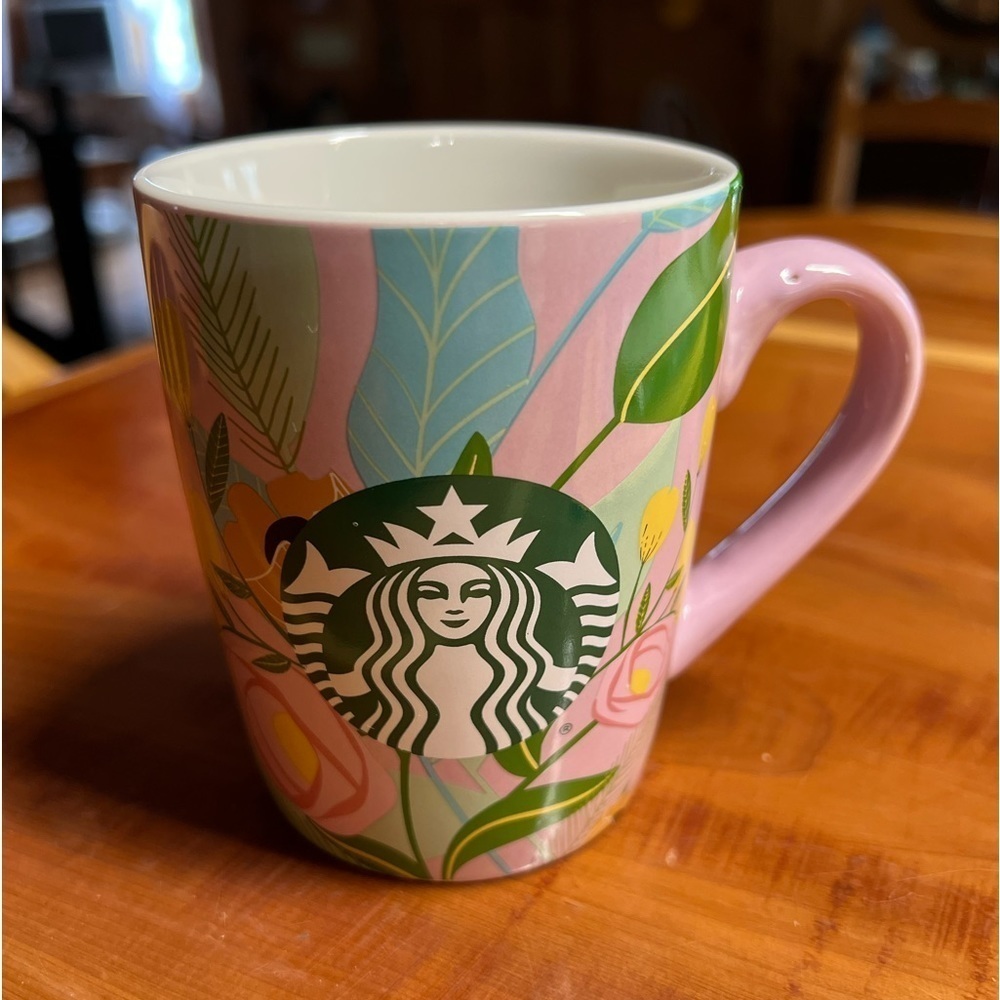 2020 Starbucks Floral Pink Coffee Mug Cup
